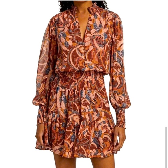 A.L.C. Silvie Silk Mini Dress in Ginger Combo Size 4 $495.00 - Picture 1 of 13